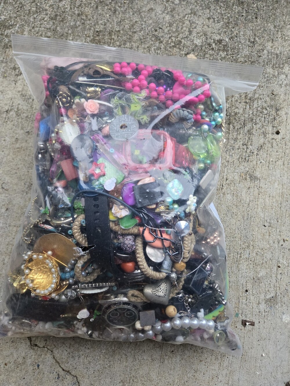 Around 8lbs Of Junk Jewerly Craft Bag Some Wearable Peices